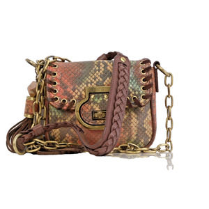 RAFE Multicolor Snake Print Leather Whipstitch Trim Chain Mini Crossbody Bag